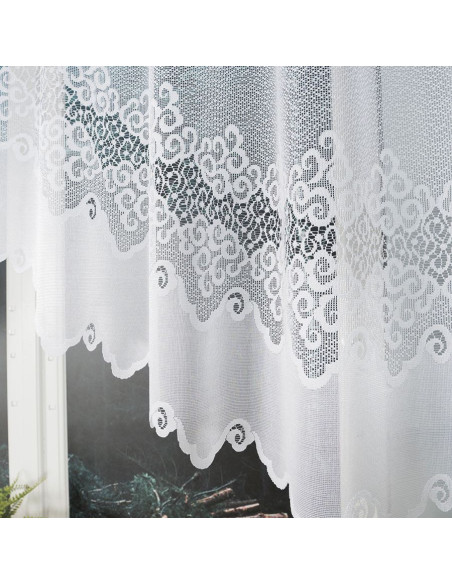 MODESTA · firanka gotowa z podcięciem · biała · klasyczny wzór · 250x120