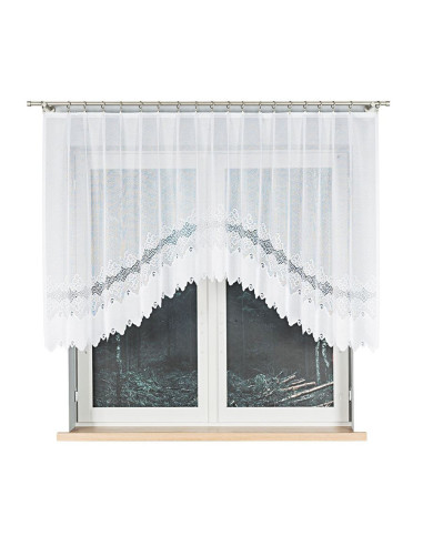 MODESTA · firanka gotowa z podcięciem · biała · klasyczny wzór · 250x120