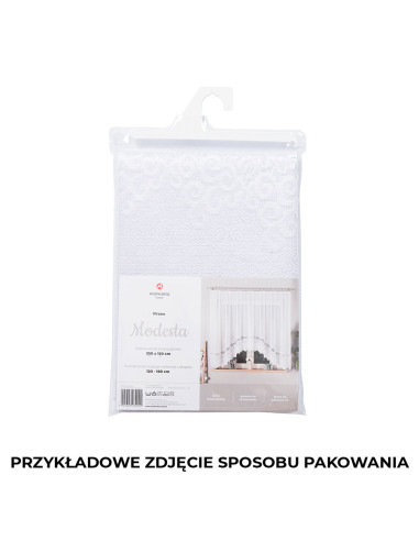 MODESTA · firanka gotowa z podcięciem · biała · klasyczny wzór · 250x120