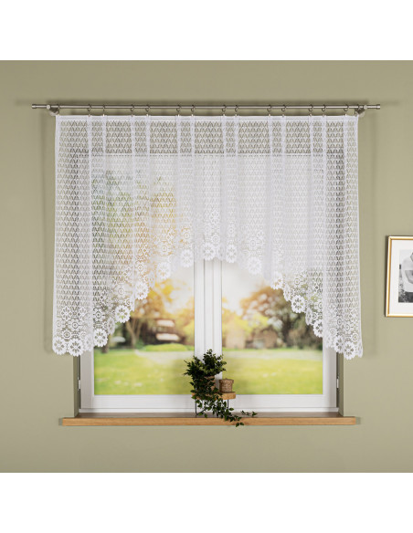 FAUSTYNA · Firanka gotowa żakardowa z podcięciem na dole · 250x120 cm · kolor biały