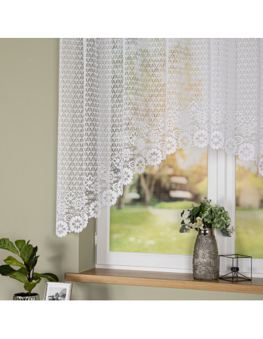 FAUSTYNA · Firanka gotowa żakardowa z podcięciem na dole · 250x120 cm · kolor biały