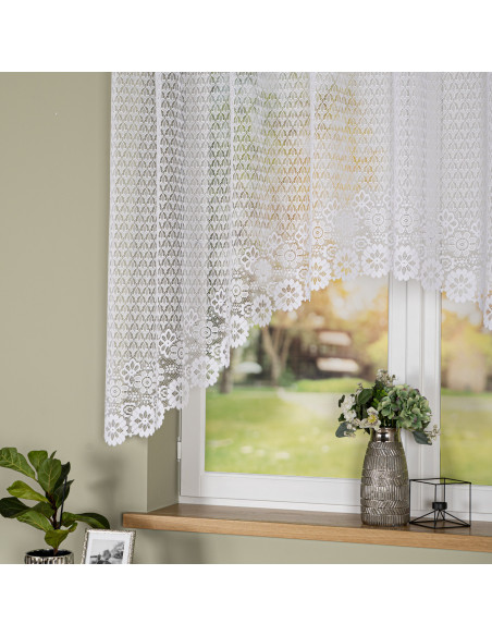 FAUSTYNA · Firanka gotowa żakardowa z podcięciem na dole · 250x120 cm · kolor biały
