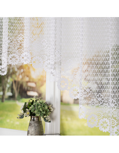 FAUSTYNA · Firanka gotowa żakardowa z podcięciem na dole · 250x120 cm · kolor biały