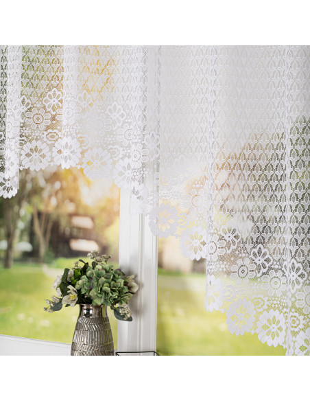 FAUSTYNA · Firanka gotowa żakardowa z podcięciem na dole · 250x120 cm · kolor biały