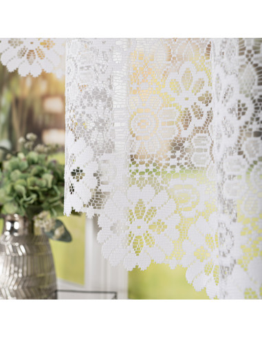 FAUSTYNA · Firanka gotowa żakardowa z podcięciem na dole · 250x120 cm · kolor biały