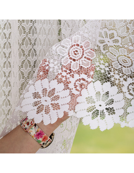 FAUSTYNA · Firanka gotowa żakardowa z podcięciem na dole · 250x120 cm · kolor biały