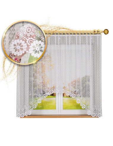 FAUSTYNA · Firanka gotowa żakardowa z podcięciem na dole · 250x120 cm · kolor biały