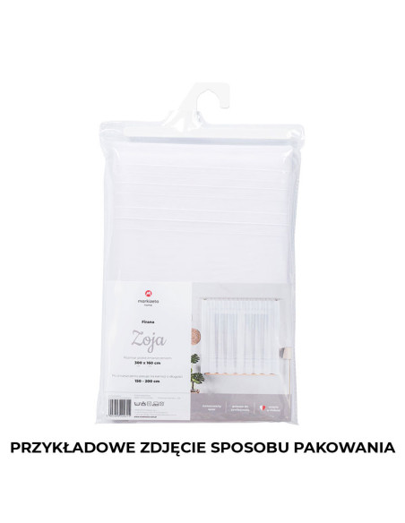 FAUSTYNA · Firanka gotowa żakardowa z podcięciem na dole · 250x120 cm · kolor biały