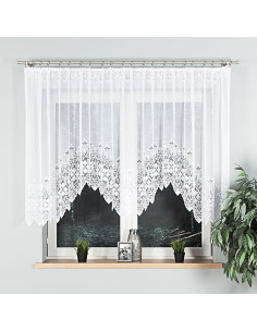 NADIA - Firanka gotowa żakardowa z podcięciem na dole - 300x130 cm - kolor biały