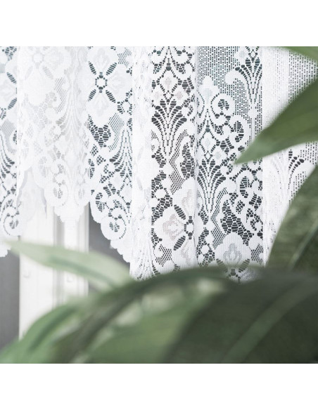 NADIA - Firanka gotowa żakardowa z podcięciem na dole - 300x130 cm - kolor biały