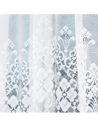 NADIA - Firanka gotowa żakardowa z podcięciem na dole - 300x130 cm - kolor biały