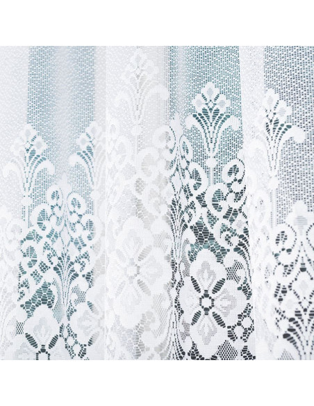 NADIA - Firanka gotowa żakardowa z podcięciem na dole - 300x130 cm - kolor biały