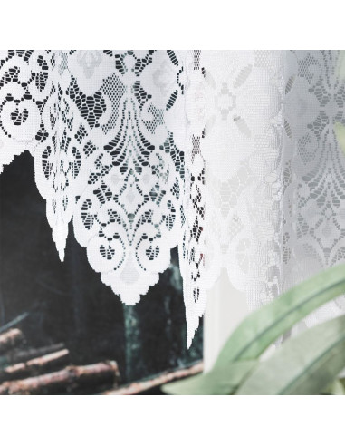 NADIA - Firanka gotowa żakardowa z podcięciem na dole - 300x130 cm - kolor biały