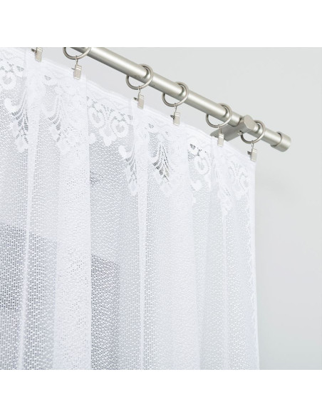 NADIA - Firanka gotowa żakardowa z podcięciem na dole - 300x130 cm - kolor biały