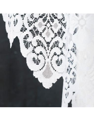 NADIA - Firanka gotowa żakardowa z podcięciem na dole - 300x130 cm - kolor biały