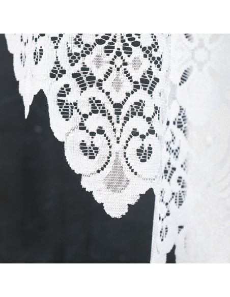 NADIA - Firanka gotowa żakardowa z podcięciem na dole - 300x130 cm - kolor biały