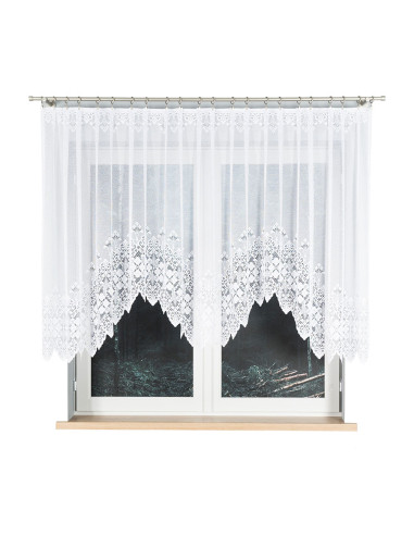 NADIA - Firanka gotowa żakardowa z podcięciem na dole - 300x130 cm - kolor biały