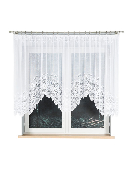 NADIA - Firanka gotowa żakardowa z podcięciem na dole - 300x130 cm - kolor biały