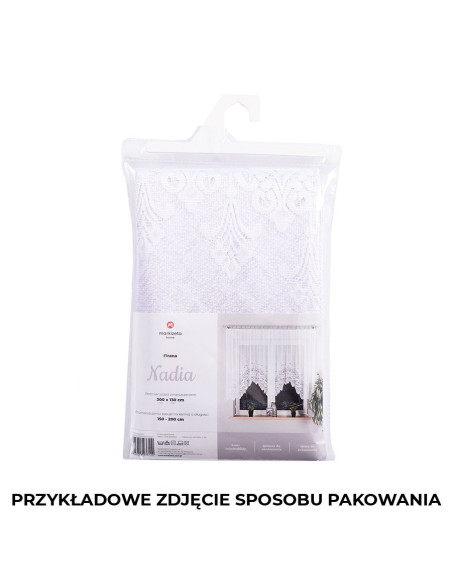 NADIA - Firanka gotowa żakardowa z podcięciem na dole - 300x130 cm - kolor biały