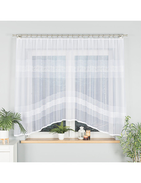 KLAUDYNA - Firanka gotowa żakardowa z podcięciem na dole - 300x160 cm - kolor biały