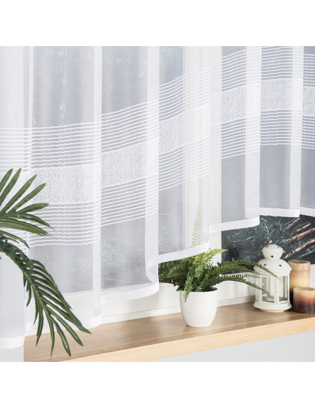 KLAUDYNA - Firanka gotowa żakardowa z podcięciem na dole - 300x160 cm - kolor biały