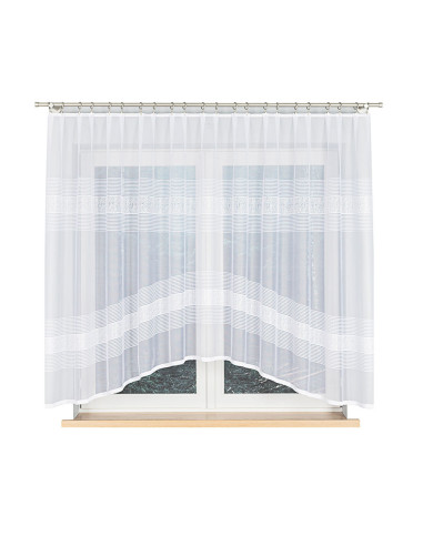 KLAUDYNA - Firanka gotowa żakardowa z podcięciem na dole - 300x160 cm - kolor biały