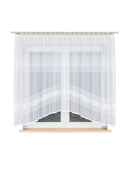 KLAUDYNA - Firanka gotowa żakardowa z podcięciem na dole - 300x160 cm - kolor biały
