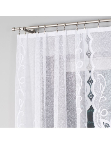 EWELINA - Firanka gotowa żakardowa z podcięciem na dole - 300x120 cm - kolor biały