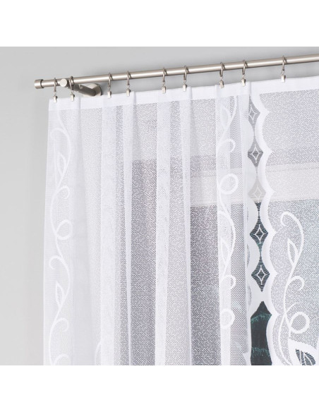 EWELINA - Firanka gotowa żakardowa z podcięciem na dole - 300x120 cm - kolor biały