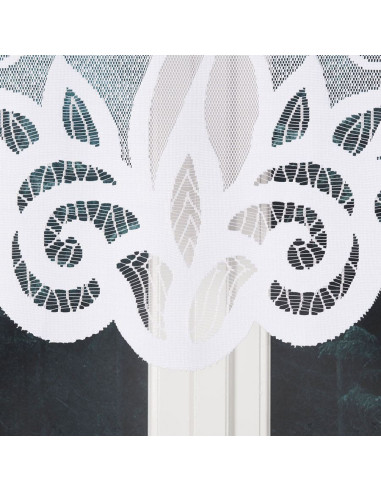 EWELINA - Firanka gotowa żakardowa z podcięciem na dole - 300x120 cm - kolor biały