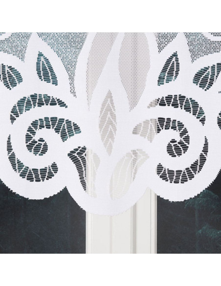 EWELINA - Firanka gotowa żakardowa z podcięciem na dole - 300x120 cm - kolor biały