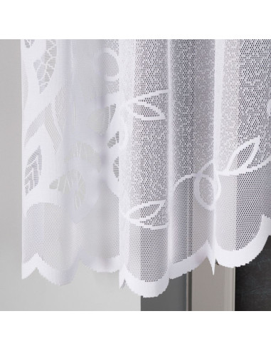 EWELINA - Firanka gotowa żakardowa z podcięciem na dole - 300x120 cm - kolor biały