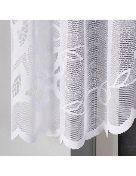 EWELINA - Firanka gotowa żakardowa z podcięciem na dole - 300x120 cm - kolor biały