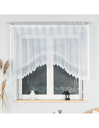 VIOLETTA · firanka gotowa z podcięciem · biała · klasyczny wzór · 250x120 cm