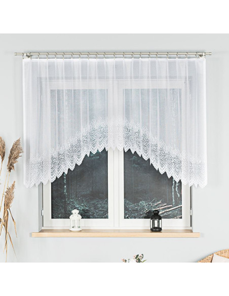 VIOLETTA · firanka gotowa z podcięciem · biała · klasyczny wzór · 250x120 cm