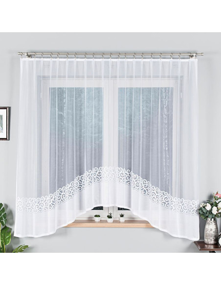 DANIELA · firanka gotowa z podcięciem · biała · klasyczny wzór · 300x170