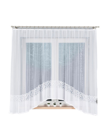 DANIELA · firanka gotowa z podcięciem · biała · klasyczny wzór · 300x170