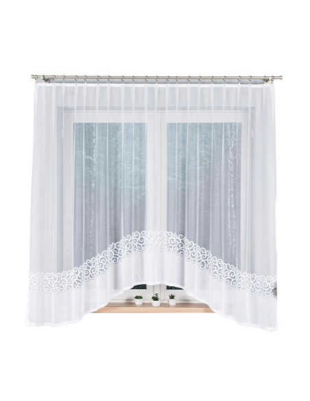 DANIELA · firanka gotowa z podcięciem · biała · klasyczny wzór · 300x170