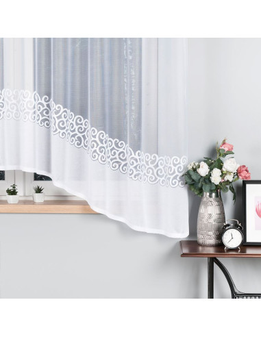 DANIELA · firanka gotowa z podcięciem · biała · klasyczny wzór · 300x170