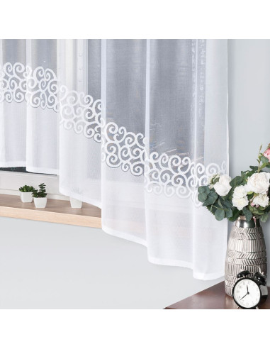 DANIELA · firanka gotowa z podcięciem · biała · klasyczny wzór · 300x170