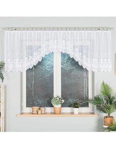 JOWITA - Firanka gotowa żakardowa z podcięciem na dole - 400x80 cm - kolor biały