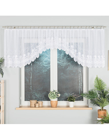 JOWITA - Firanka gotowa żakardowa z podcięciem na dole - 400x80 cm - kolor biały