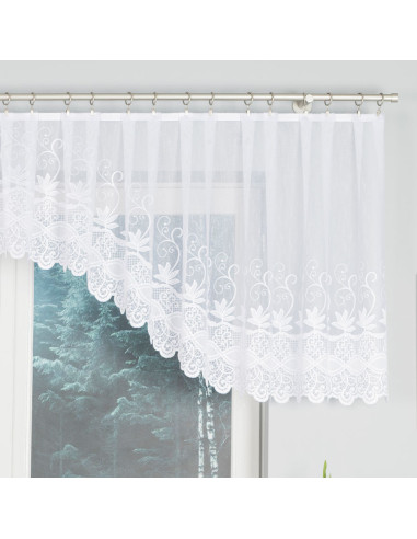 JOWITA - Firanka gotowa żakardowa z podcięciem na dole - 400x80 cm - kolor biały