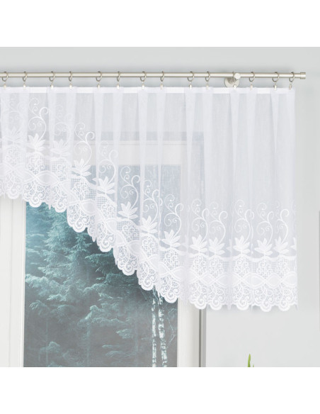 JOWITA - Firanka gotowa żakardowa z podcięciem na dole - 400x80 cm - kolor biały