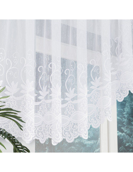 JOWITA - Firanka gotowa żakardowa z podcięciem na dole - 400x80 cm - kolor biały