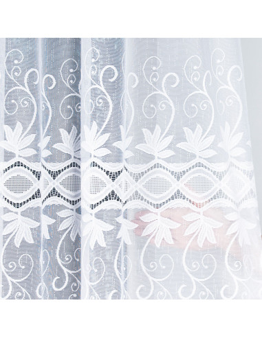 JOWITA - Firanka gotowa żakardowa z podcięciem na dole - 400x80 cm - kolor biały