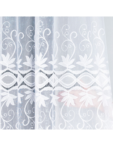 JOWITA - Firanka gotowa żakardowa z podcięciem na dole - 400x80 cm - kolor biały