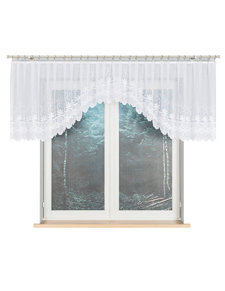 JOWITA - Firanka gotowa żakardowa z podcięciem na dole - 400x80 cm - kolor biały