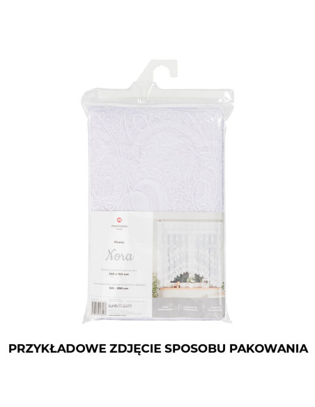 JOWITA - Firanka gotowa żakardowa z podcięciem na dole - 400x80 cm - kolor biały