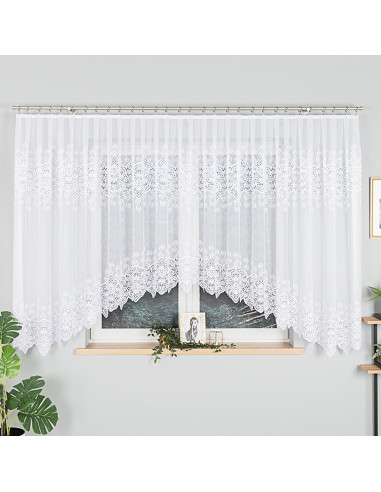 CELINA · Firanka gotowa żakardowa z podcięciem na dole · 500x160 cm · kolor biały